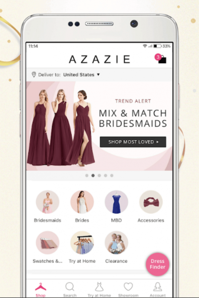 Azazie wedding dress app 