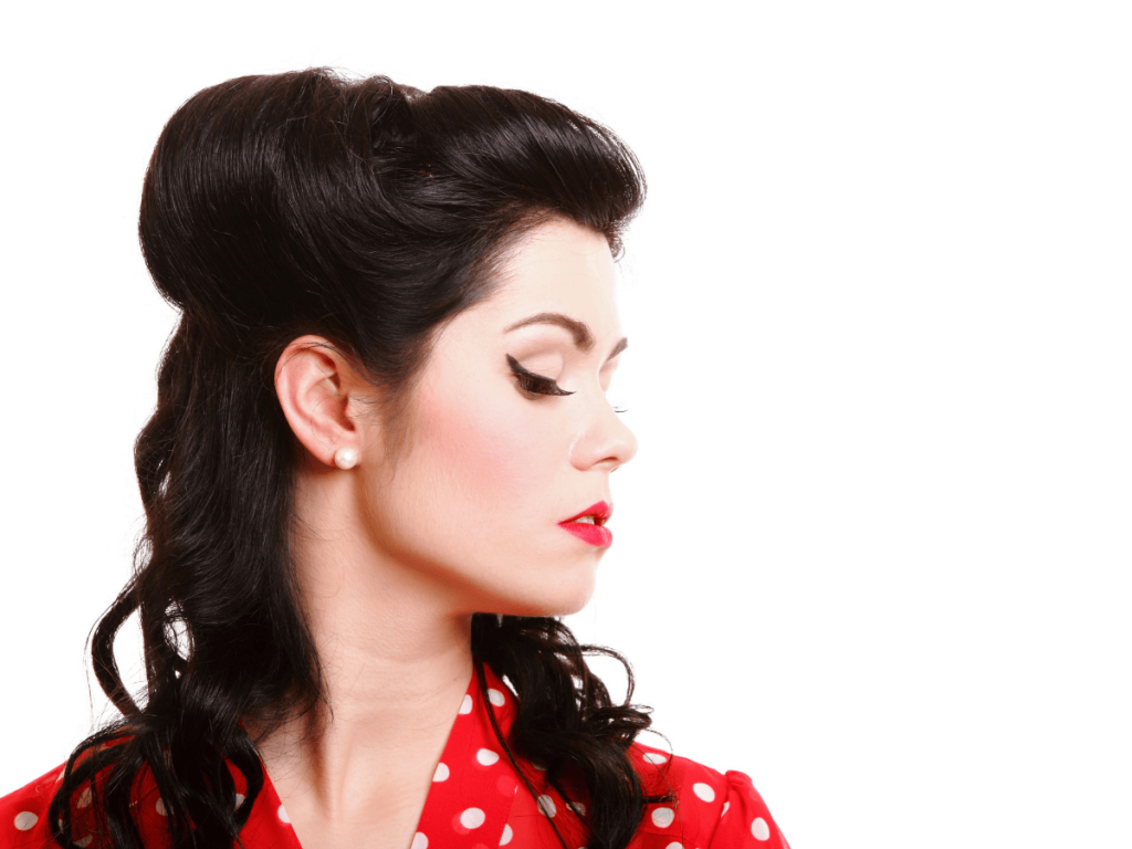 woman modeling vintage updo hairstyle