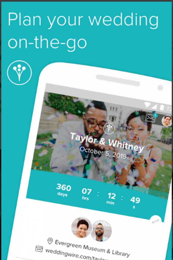 Example of WeddingWire the #1 in best wedding planning apps.