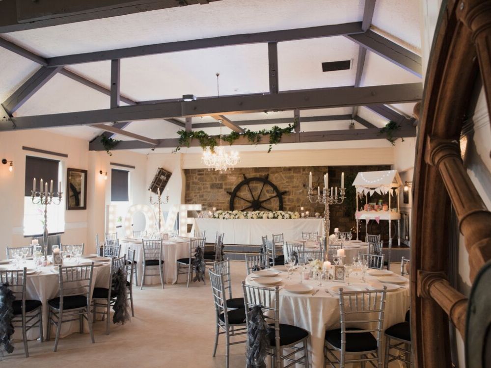 A picture of the inside of a wedding venue.